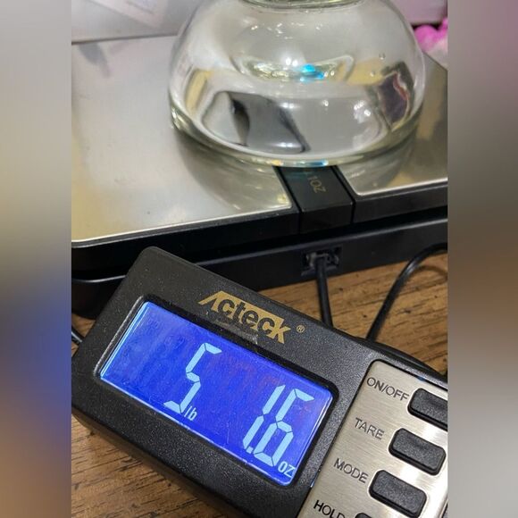 Vtg Art Glass Elephant Trunks Up Clear & Blue On Half Ball Base 5# Figure Statue - Picture 9 of 9